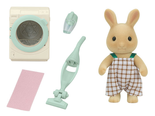 Sylvanian Sunny Rabbit Father's Wash & Clean Set / ซิลวาเนียน แฟมิลี่ เครื่องซักผ้าและเครื่องดุดฝุ่น ของ ซันนี่แรบบิท (EBS)
